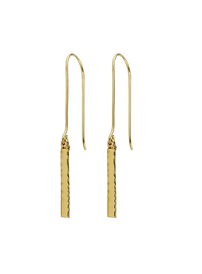 Long textured gold plated earrings for parties