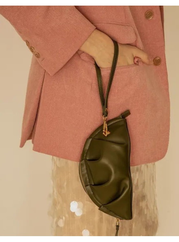 Bolso mini de mano verde kaki para invitadas