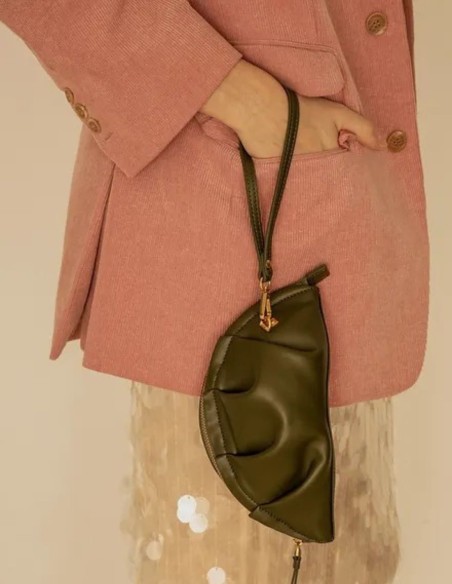 Bolso mini de mano verde kaki para invitadas Bolso mini de mano verde kaki para invitadas