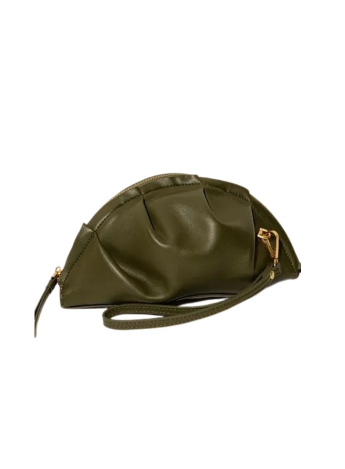 Khaki green mini handbag in gyoza shape