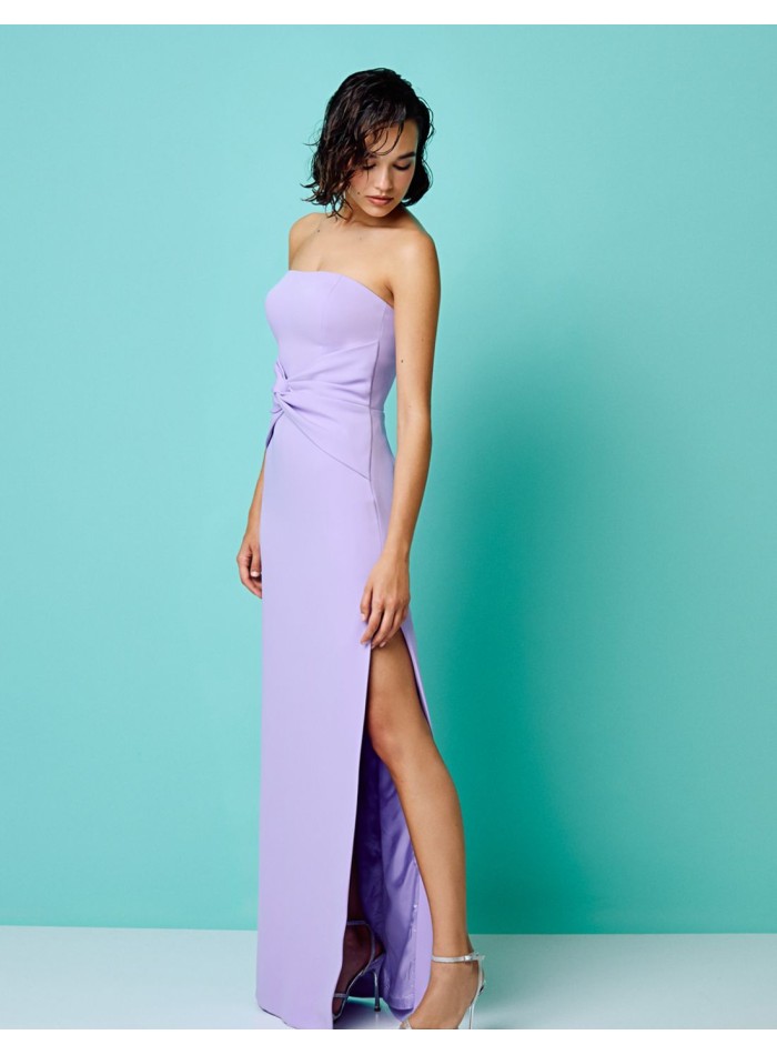 Lilac long party dress with cape sleeves