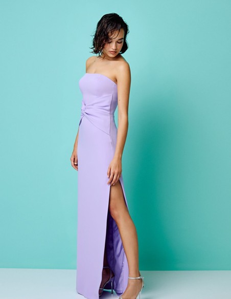 Lilac long party dress with cape sleeves