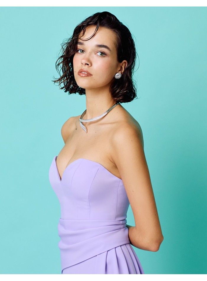 Long party dress with sweetheart neckline and...