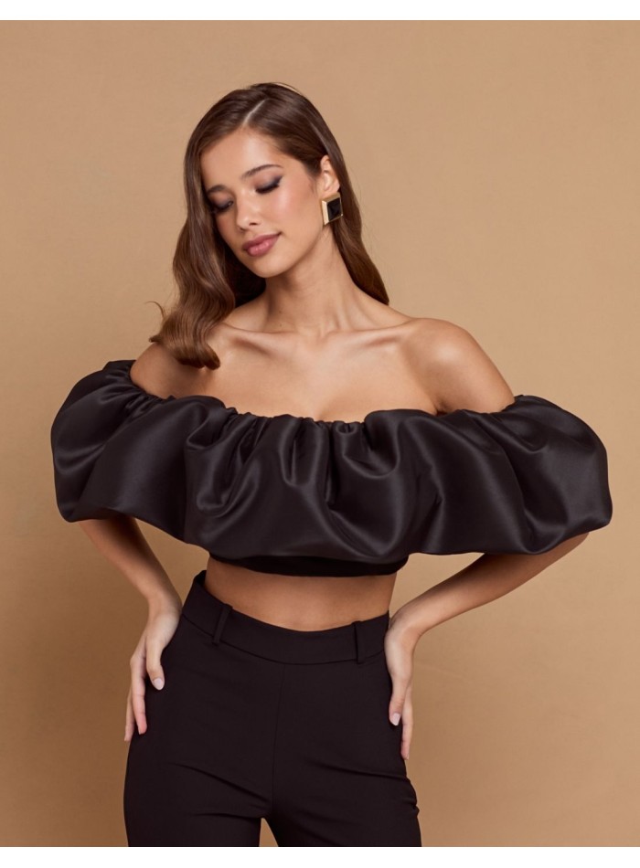 Pantalon long noir à taille haute