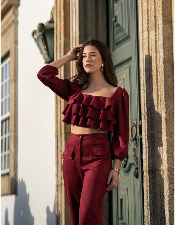 Tenue de soirée avec pantalon long et haut à volants 2