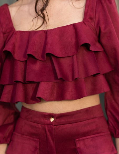 Tenue de soirée avec pantalon long et haut à volants