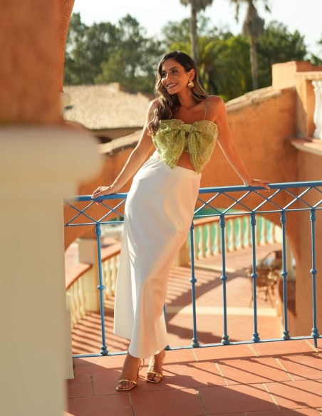 Satin midi party skirt