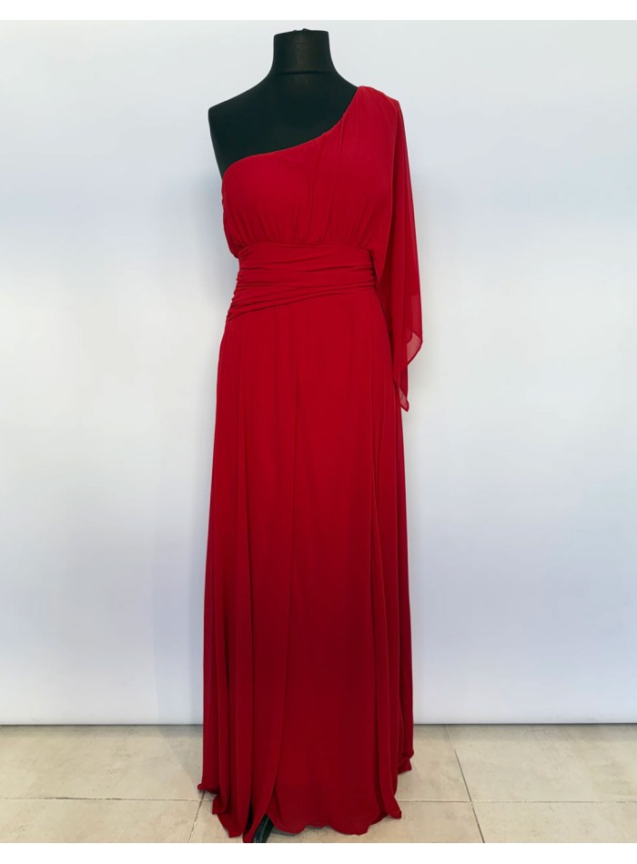 Robe de soirée longue avec encolure asymétrique...