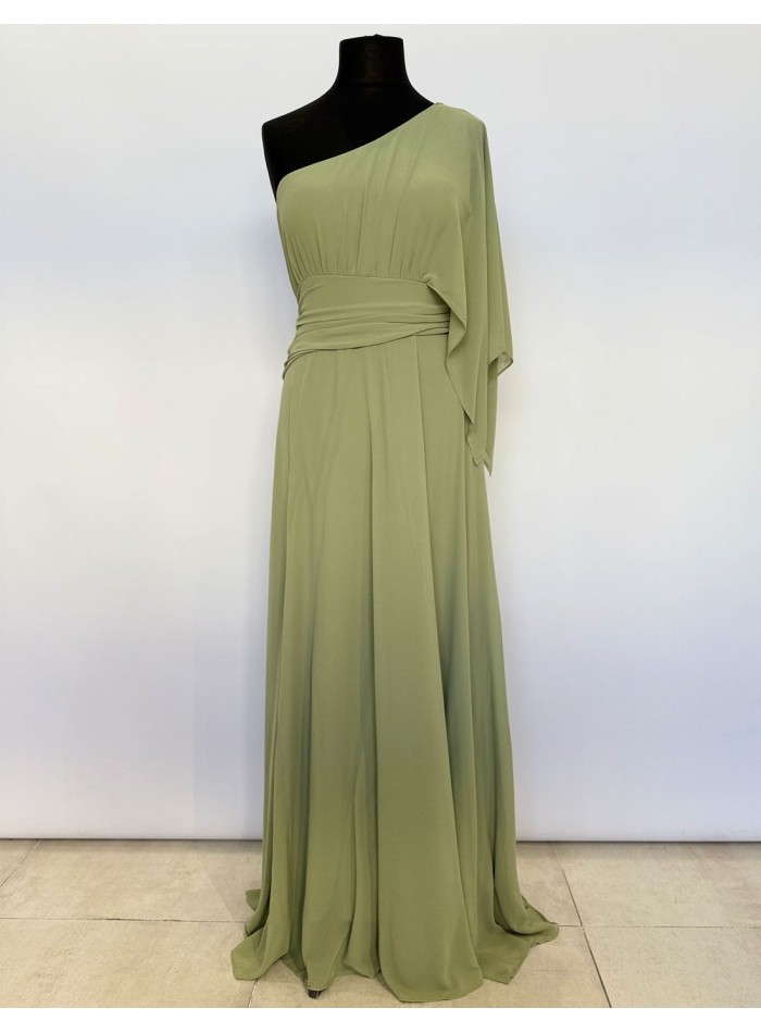 Robe de soirée longue avec encolure asymétrique...