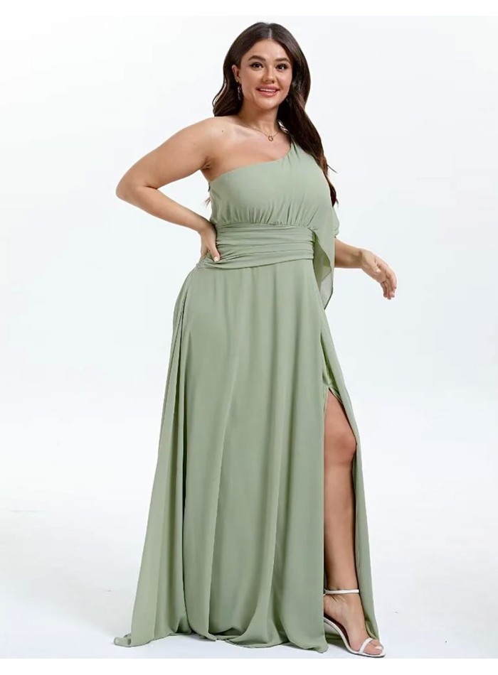 Vestido de fiesta largo con escote asimétrico...