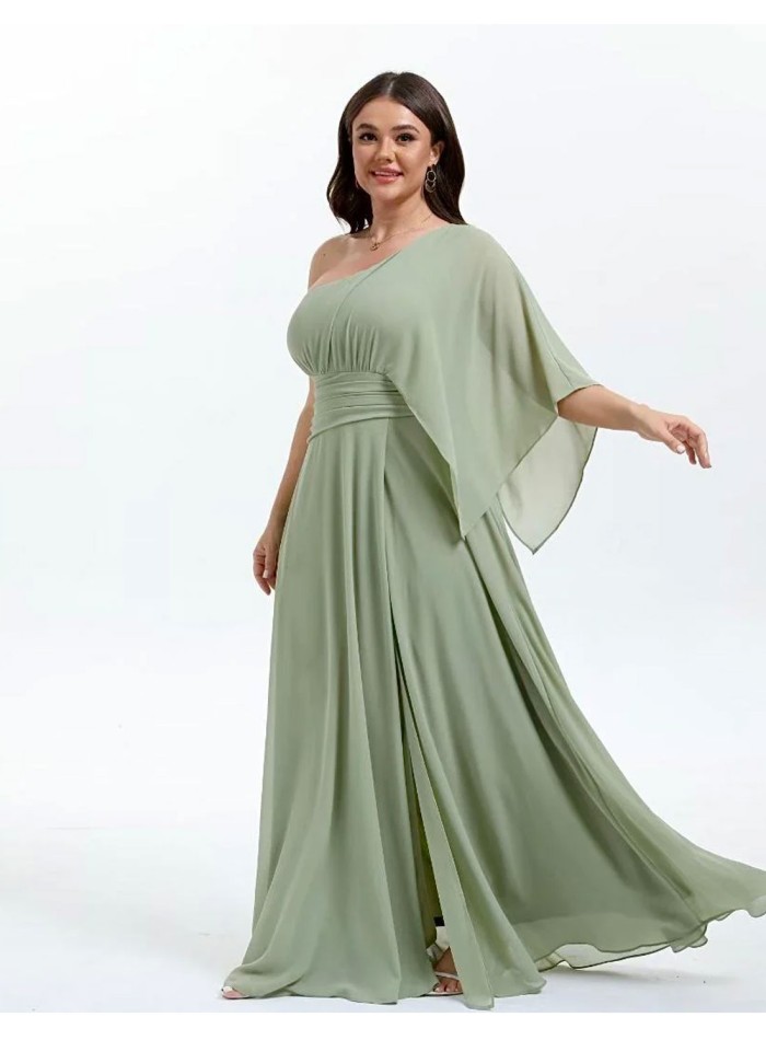 Robe de soirée longue avec encolure asymétrique...