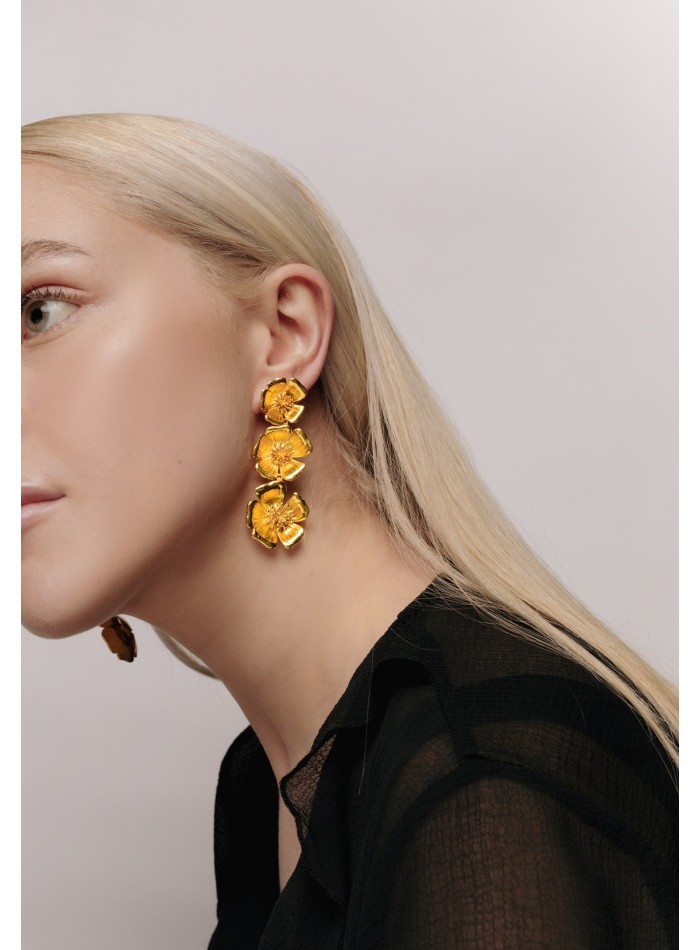 Golden earrings with flowers - Sevilla
