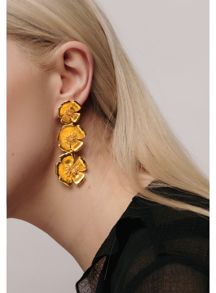 Golden earrings with flowers - Sevilla