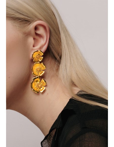 Pendientes dorados con flores - Sevilla