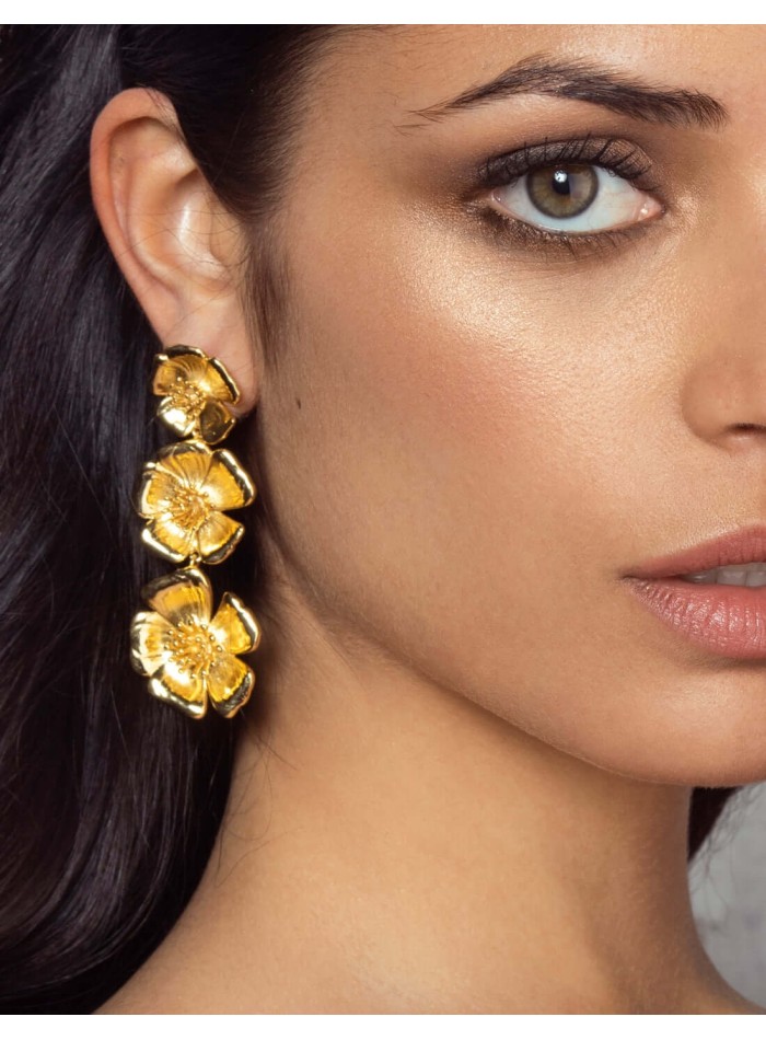 Golden earrings with flowers - Sevilla