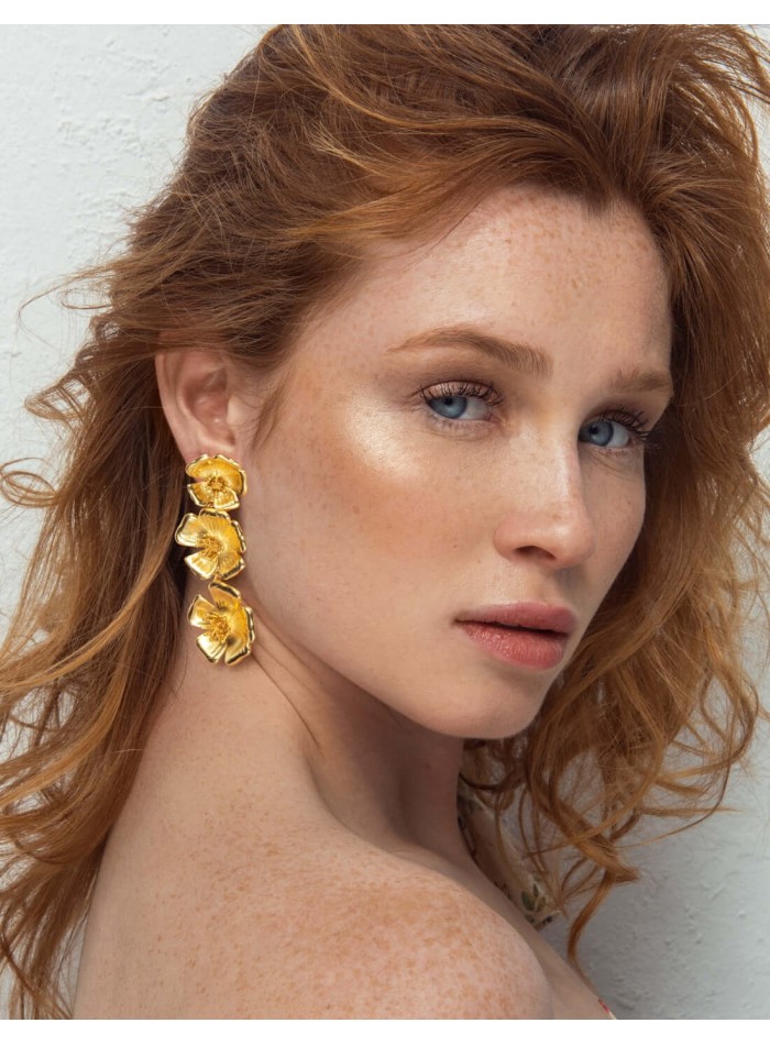Golden earrings with flowers - Sevilla
