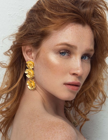 Pendientes dorados con flores - Sevilla