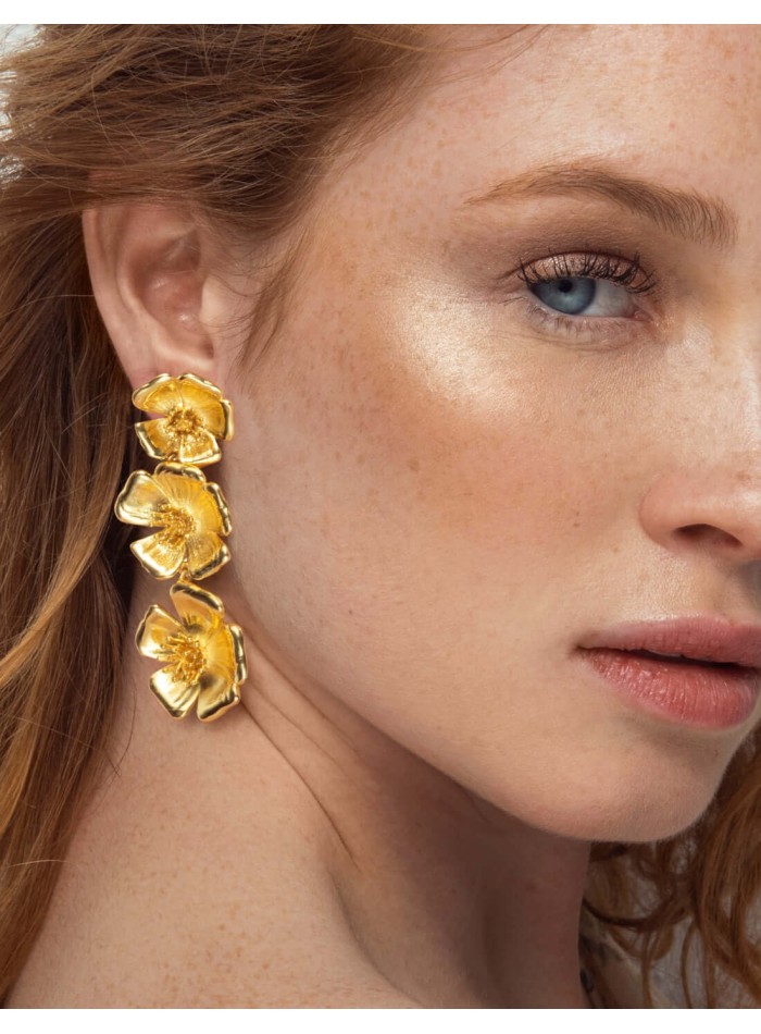 Pendientes dorados con flores - Sevilla