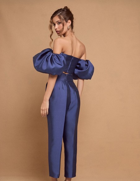 Pantalones de fiesta azules con tiro alto para ocasiones especiales