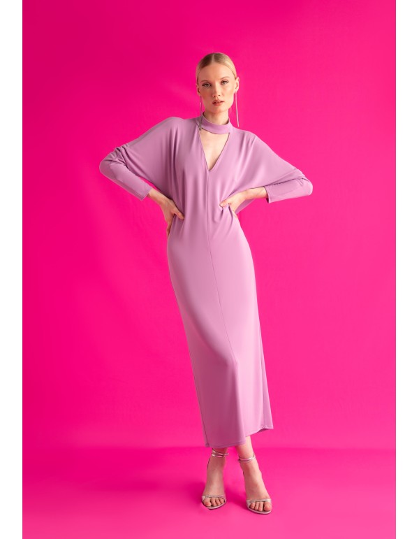 Vestido midi lila de invitada con espalda descubierta y... 2