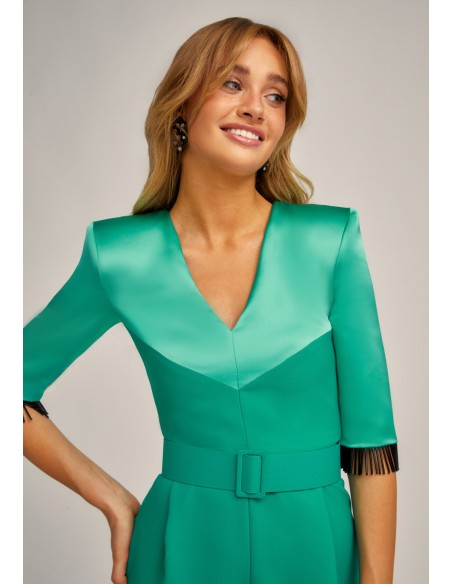 Mono de fiesta verde agua con flecos de cristal para bodas Mono de fiesta verde agua con flecos de cristal para bodas