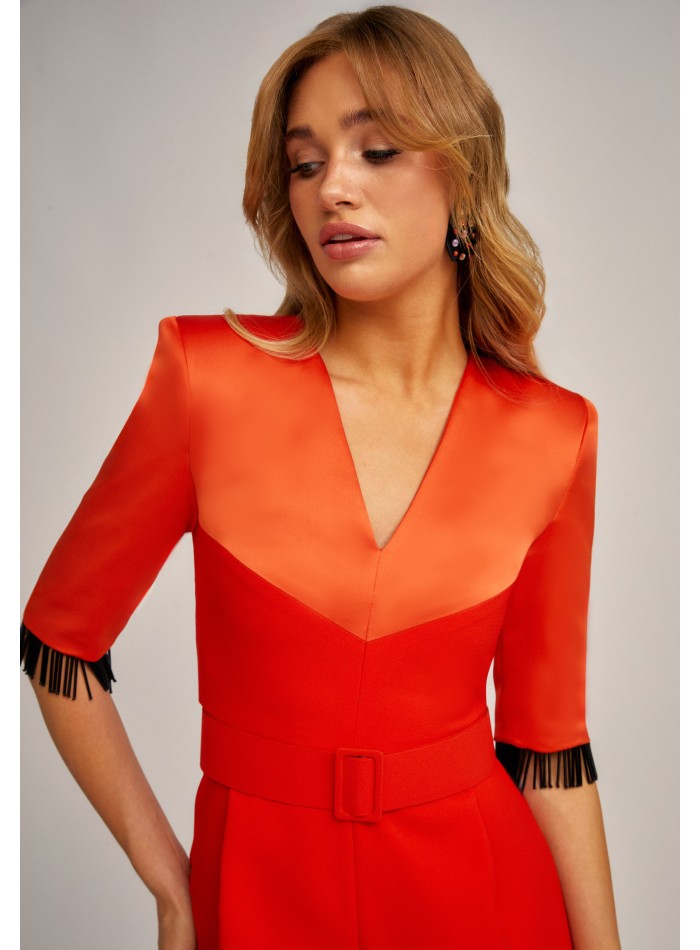 Combinaison de fête orange en satin crêpé avec...