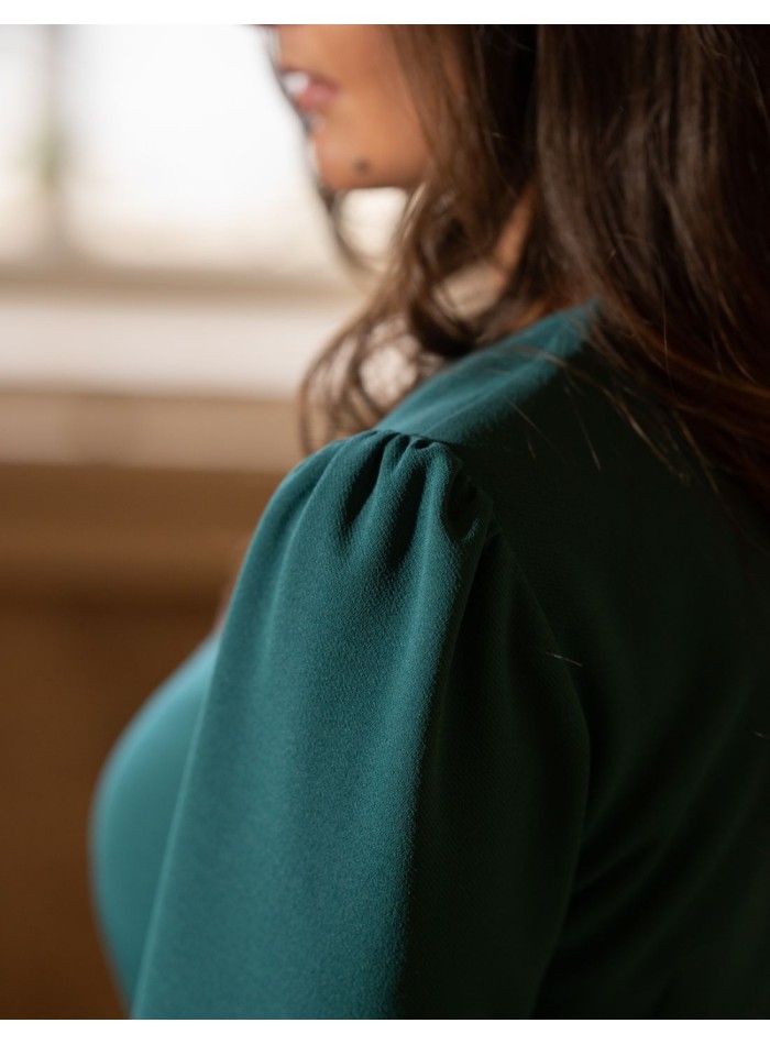 Robe d'invité midi à volants verte