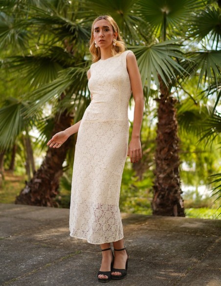 Vestido midi blanco roto para novia civl Vestido midi blanco roto para novia civl
