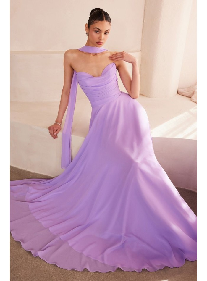 Long strapless gown with matching shawl