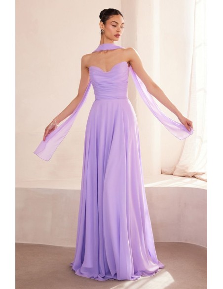 Long strapless gown with matching shawl
