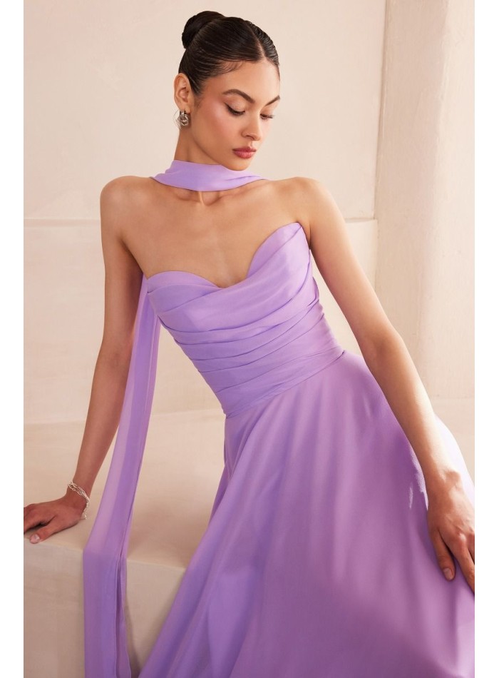 Long strapless gown with matching shawl