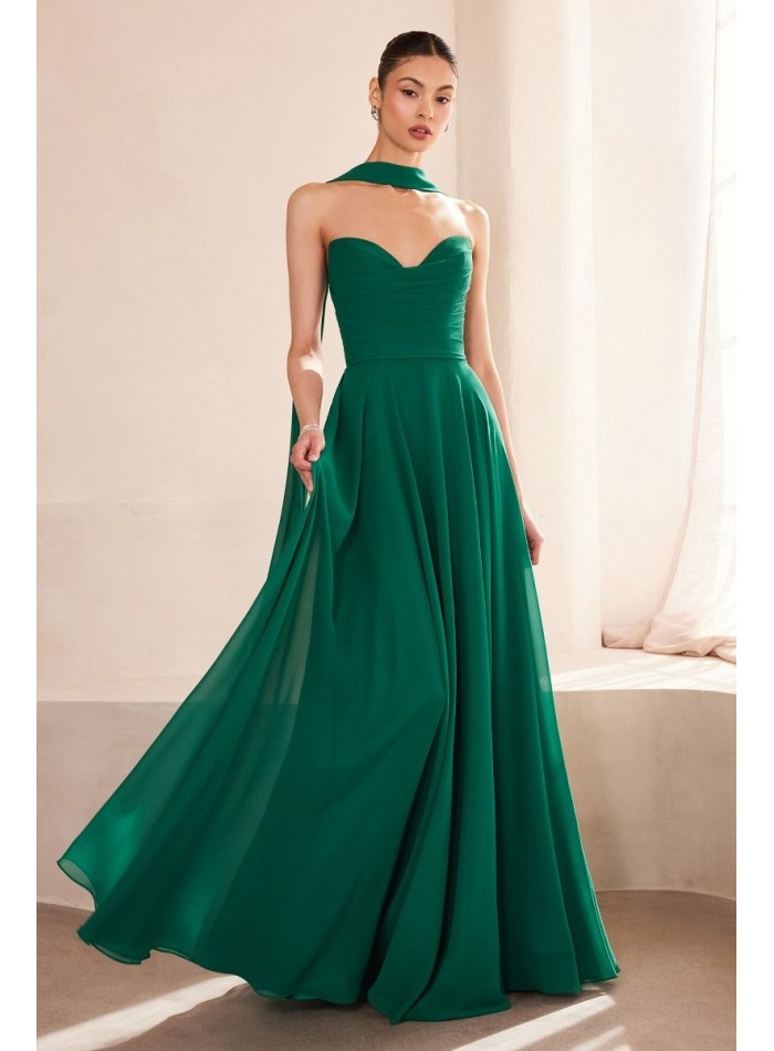 Long strapless gown with matching shawl