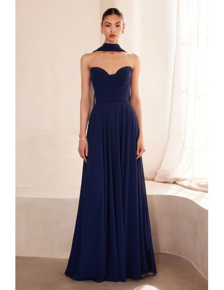 Long strapless gown with matching shawl