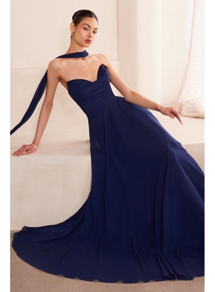 Long strapless gown with matching shawl
