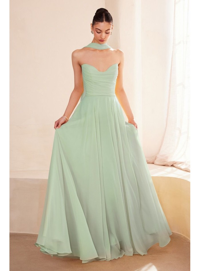 Long strapless gown with matching shawl