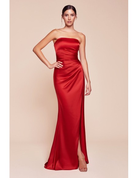 Straight strapless long strapless gown