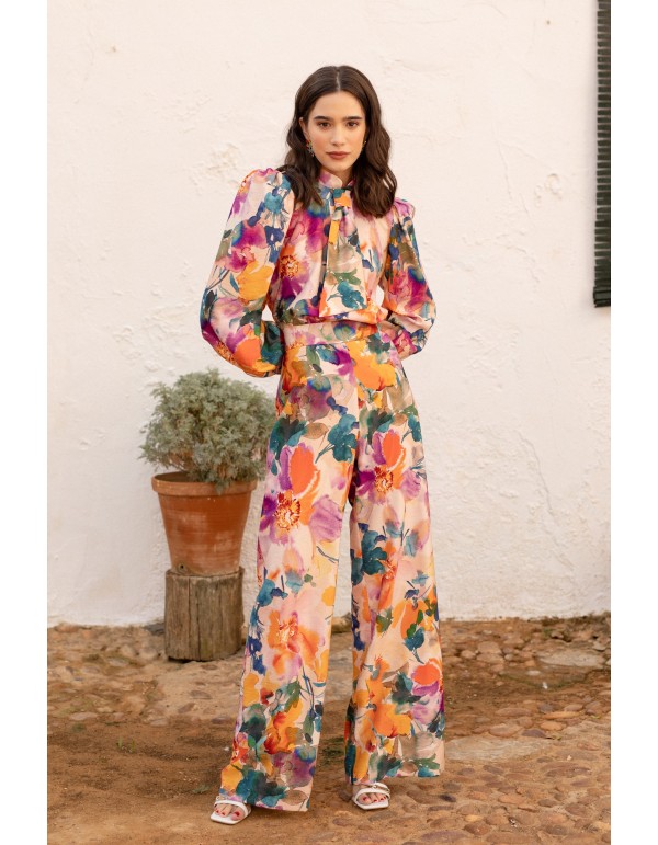 Ensemble deux pièces imprimé floral blanc