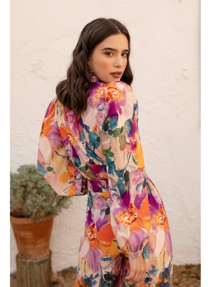 Ensemble deux pièces imprimé floral blanc