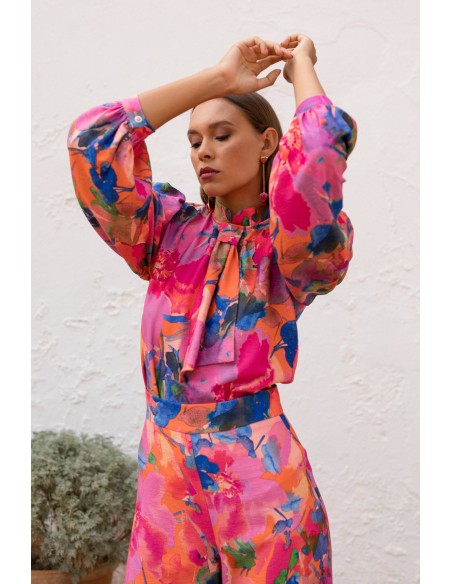 Ensemble deux pièces imprimé floral rose
