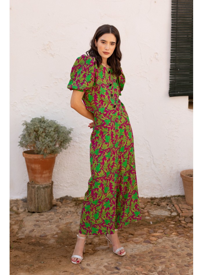 Printed two-piece top and wide pants set