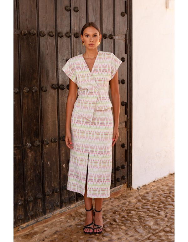 Ethnic two-piece ethnic top and midi skirt set