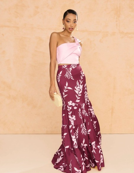 Asymmetrical satin party top