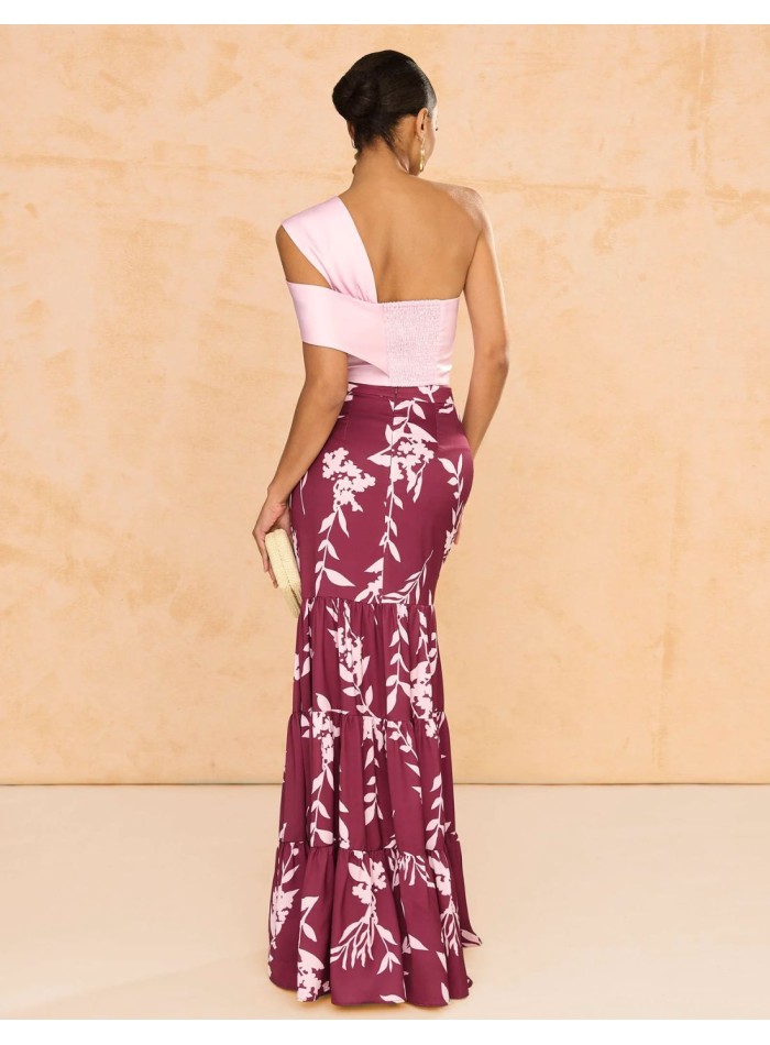 Asymmetrical satin party top