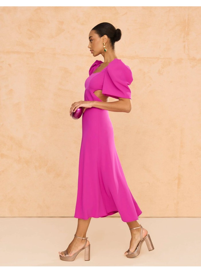 Robe de soirée midi avec manches bouffantes et...