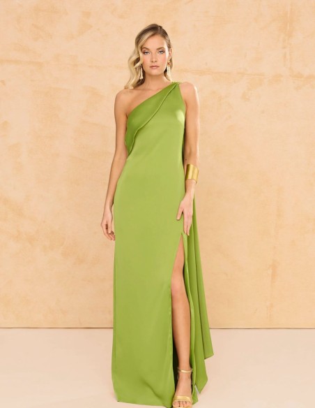 copy of Terracotta color crepe satin long dress with long cape