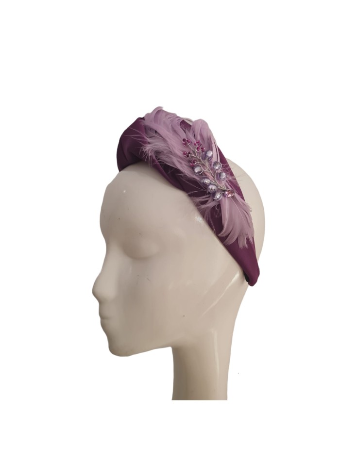 Knotted purple guest headband with ornament