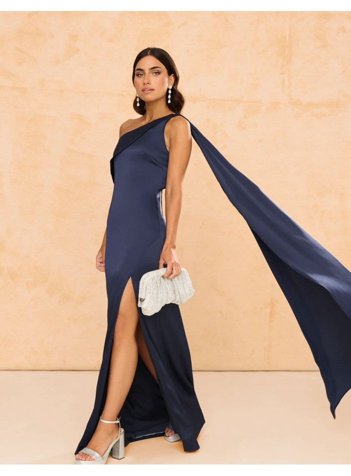 copy of Robe longue en crêpe satiné de couleur...