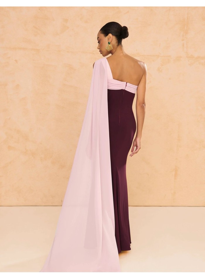 vestido largo de invitada asimetrico