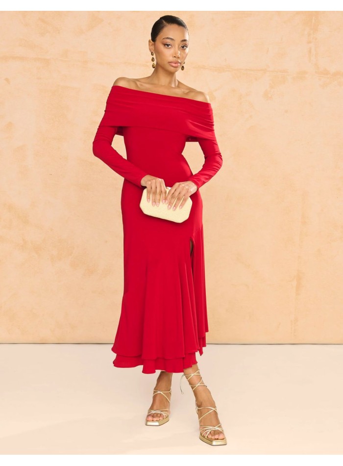 copy of Terracotta color crepe satin long dress...