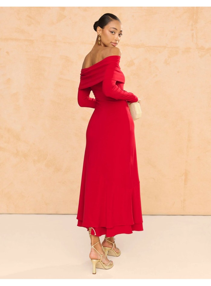 copy of Terracotta color crepe satin long dress...